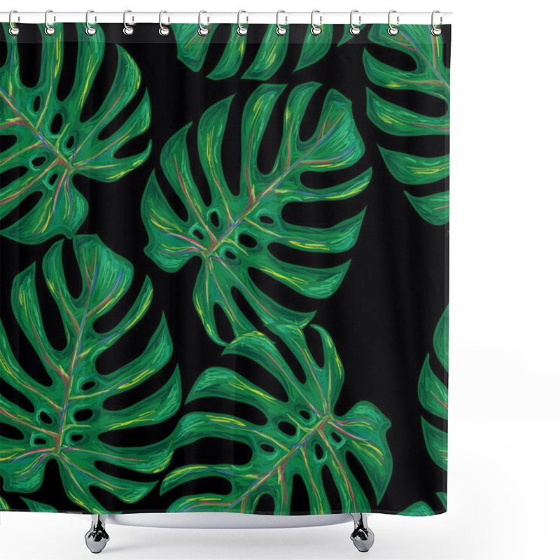 Personality  Pattern With Monstera Leaves Shower Curtains