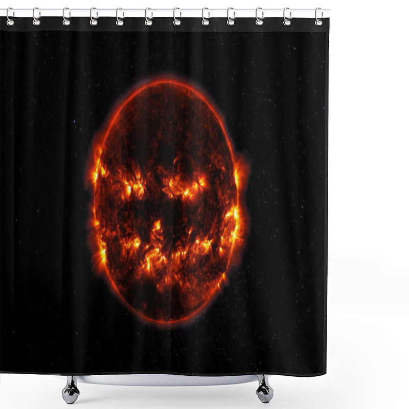 Personality  Sunspot And Solar Flare Activity. The Sinister Black Sun In Space. Sun On Halloween. Elements Of This Image Furnished By NASA. Shower Curtains