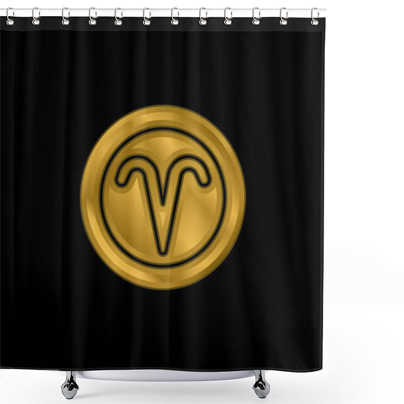 Personality  Aries Gold Plated Metalic Icon Or Logo Vector Shower Curtains