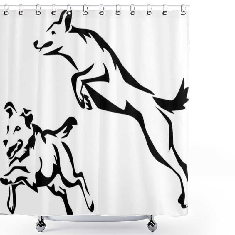 Personality  Dog Agility Vector Shower Curtains