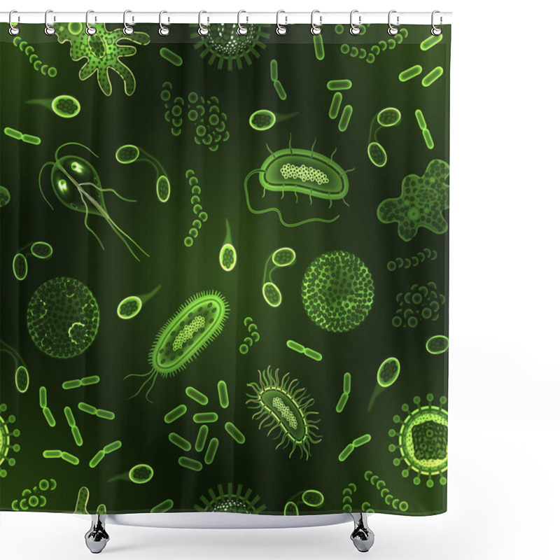 Personality  Bacteria And Virus Seamless Pattern Inversion Shower Curtains