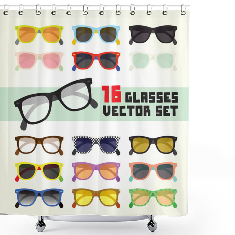 Personality  Hipster Glasses  Set Shower Curtains