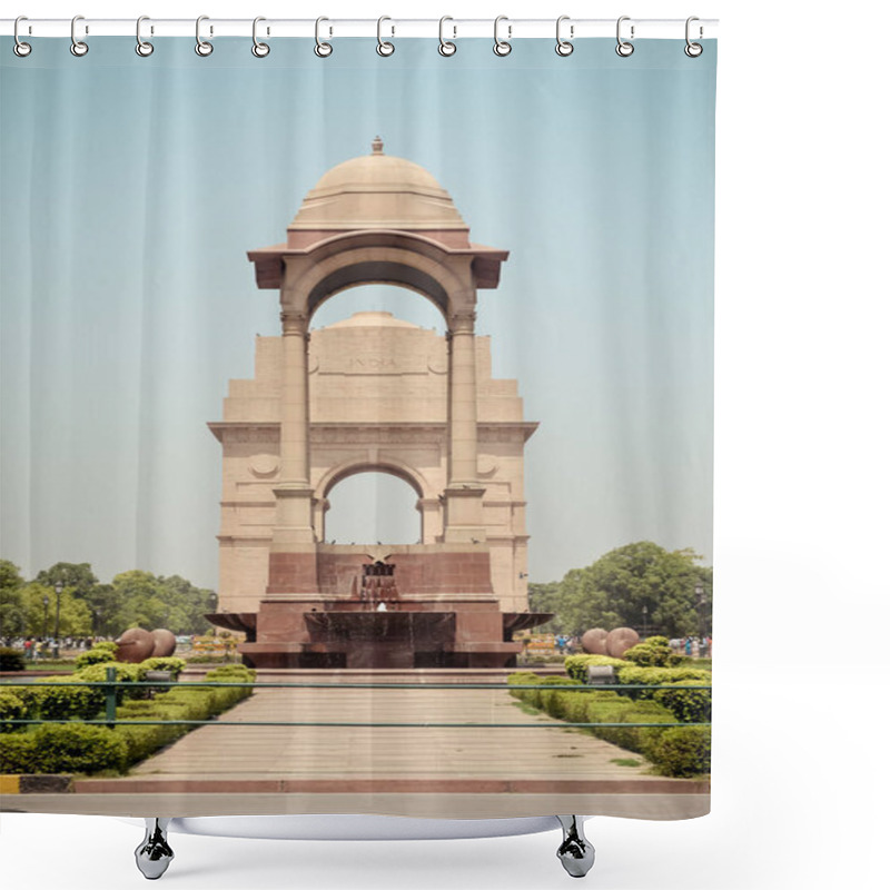 Personality  Rajpath, Raisina Hill, New Delhi, India January 2019 The Canopy Lies 150 Meters From The India Gate. The Vacant Canopy, Constructed In Red Sandstone, Is A Symbol Of Britishs Retreat From India. Shower Curtains