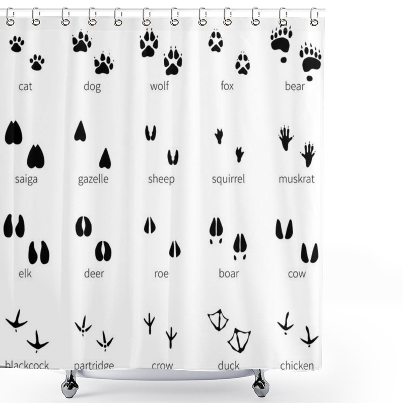 Personality  Set Of 20 Animal Footprints Icon Shower Curtains