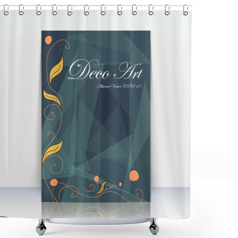 Personality  Abstract Composition, Fruit Tree Branch, Yellow Leaves, Orange Circle Part, Text Frame Surface, Black A4 Brochure Title Sheet, Creative Figure Icon, Logo Sign, Firm Banner Form, Flier Fashion, EPS10 Shower Curtains