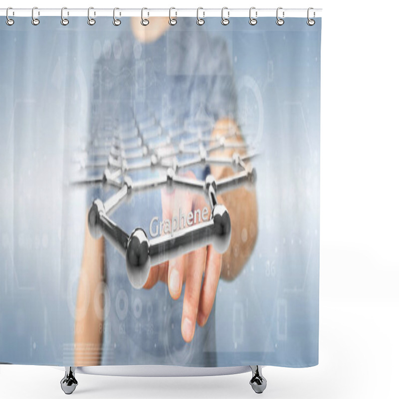 Personality  Businessman Holding A Graphene Structure - 3d Rendering Shower Curtains