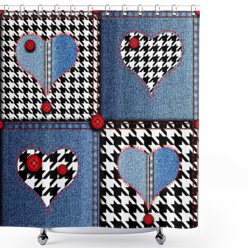 Personality  Patchwork Of Denim Fabric. Shower Curtains