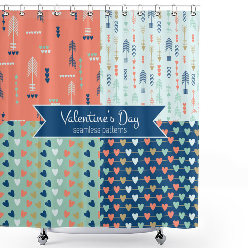 Personality  Valentines Day Seamless Patterns Shower Curtains