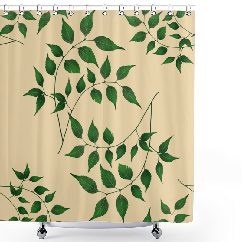 Personality  Leaves Plant Seamless Pattern Background Big Design On Pastel Yellow For Prints, Textiles, Packaging, Fabrics, And Wrapping Paper Shower Curtains