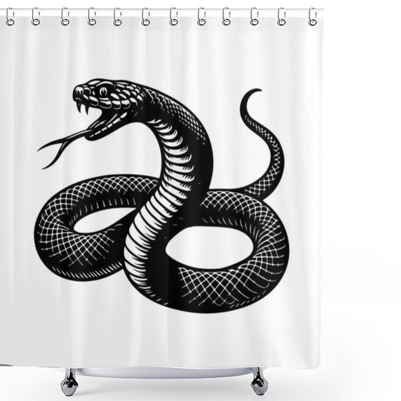 Personality  Black Mamba Snake Hand Drawn Vector Graphic Asset Shower Curtains