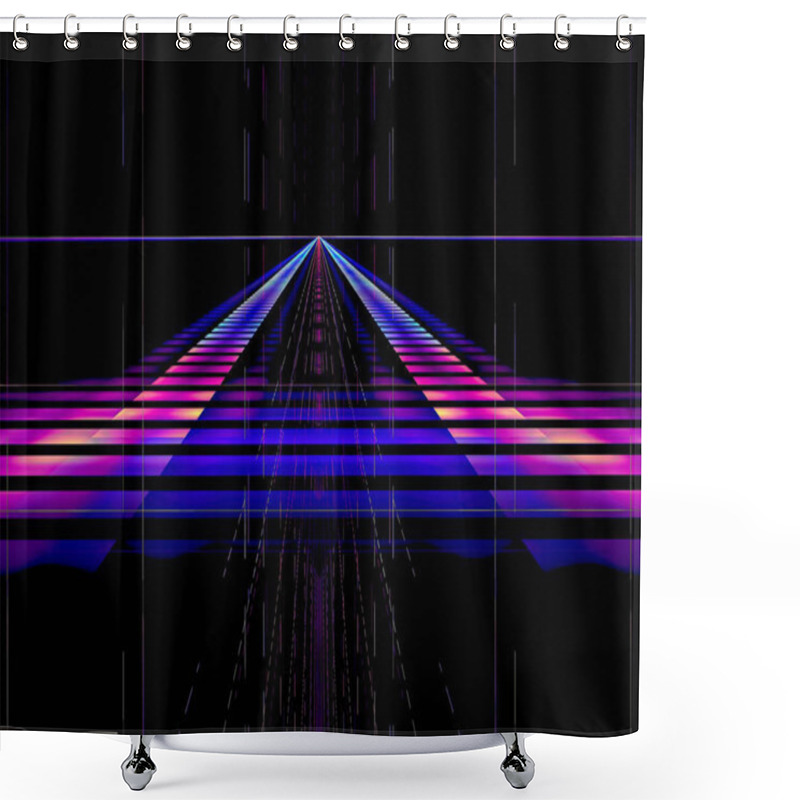 Personality  Neon Glowing Steps - Abstract Computer Generated 3d Illustration Shower Curtains