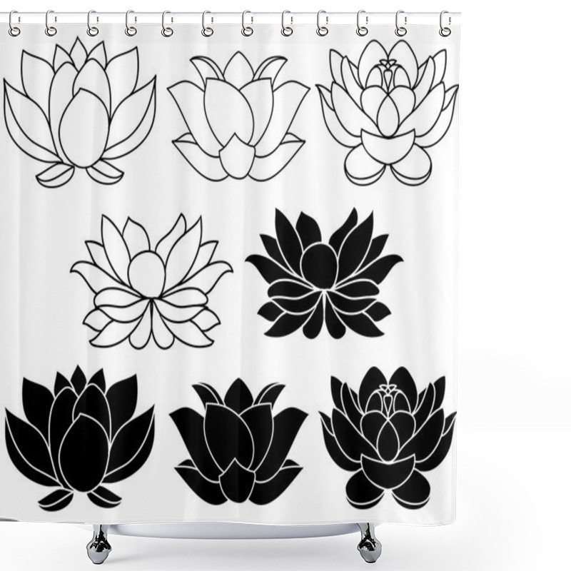 Personality  Lotus Flower Set Shower Curtains