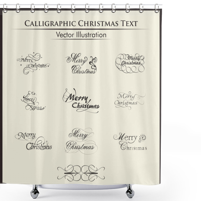 Personality  Typographic Set Of Nine Styles Text For Merry Chirstmas. Shower Curtains