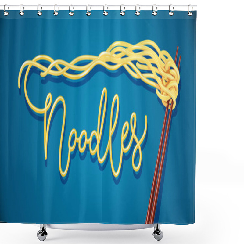 Personality  Chinese Noodles At Chopsticks. Fast-food Meal Vector Shower Curtains