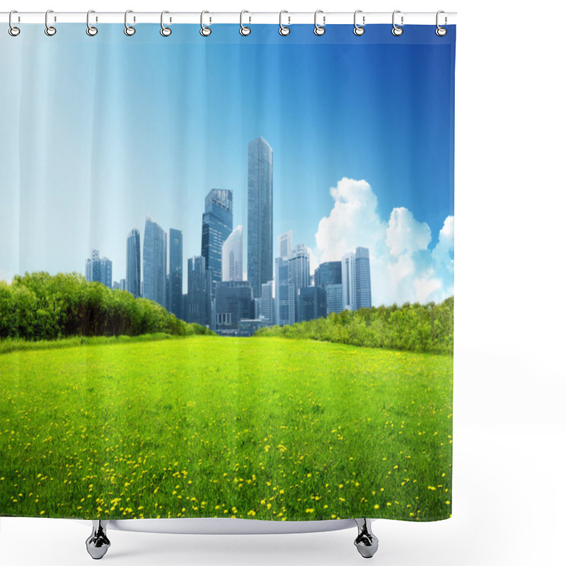 Personality  Spring Park And Modern City Shower Curtains