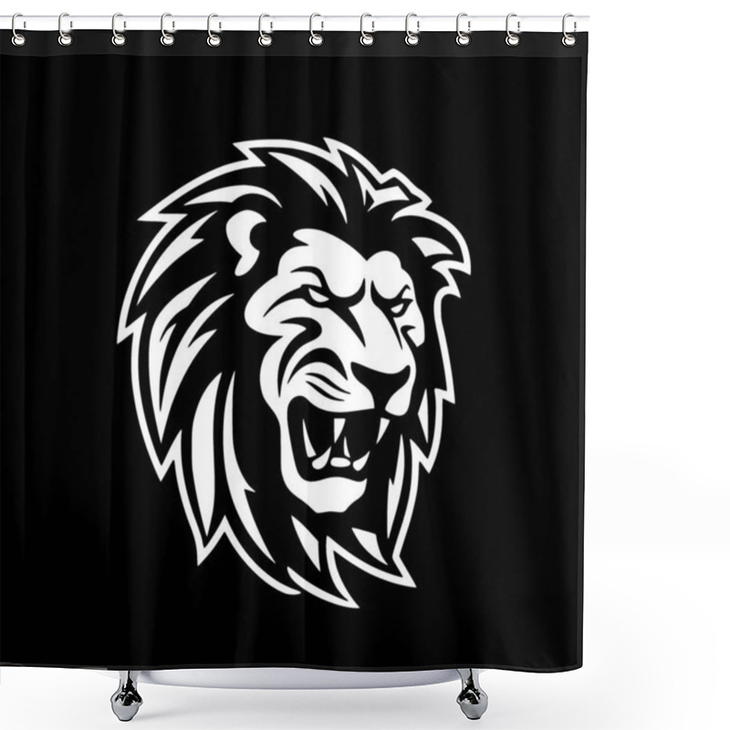 Personality  Lion - Black And White Vector Illustration Shower Curtains