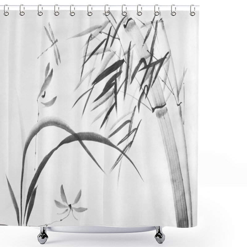 Personality  Orchid Flowers And Dragonfly Shower Curtains