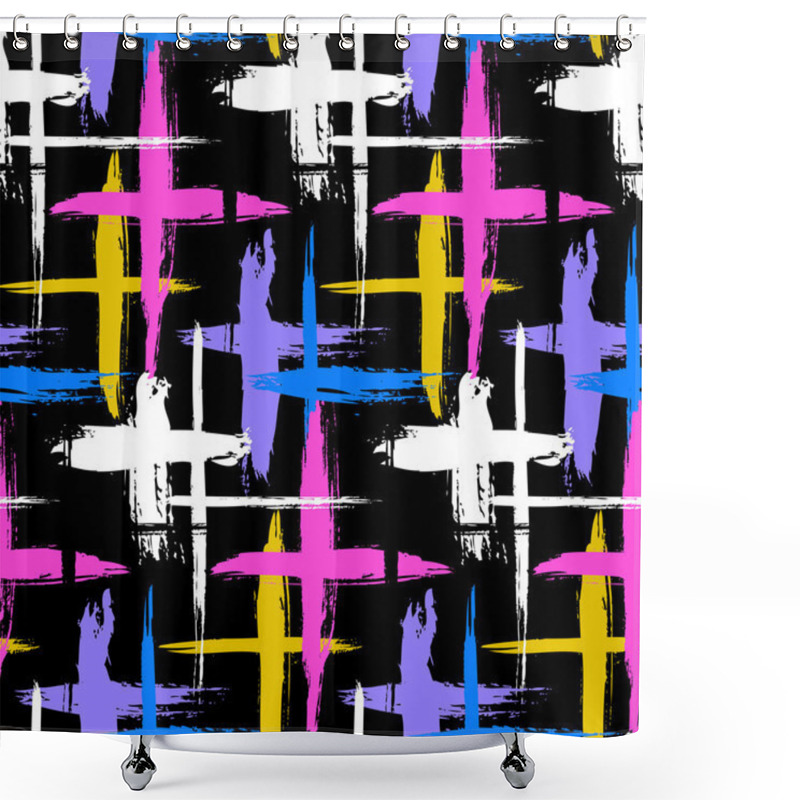 Personality  Pattern With Stripes And Crosses Shower Curtains