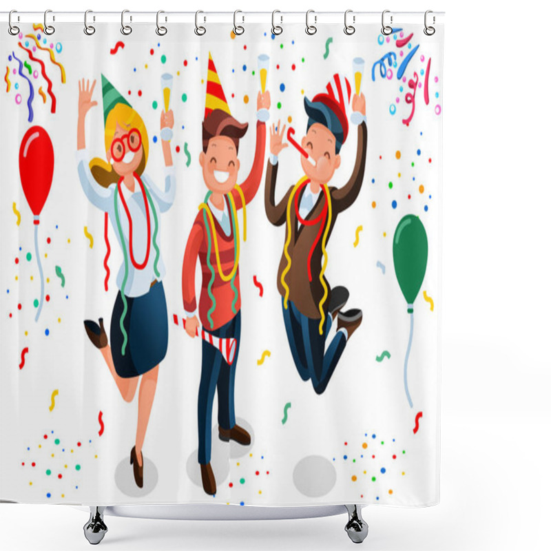 Personality  New Year Bash People Celebrating Party Shower Curtains