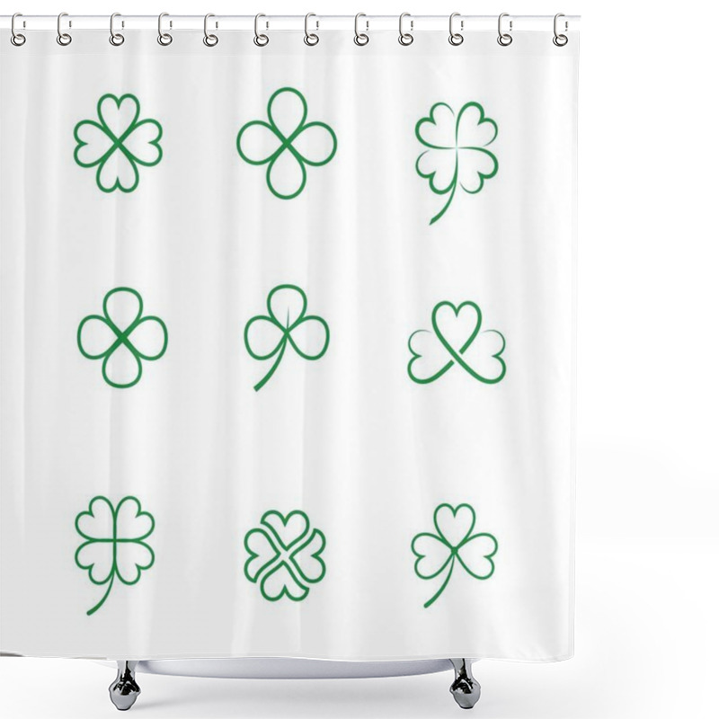 Personality  Green Clover Leaf  Icon Template Shower Curtains