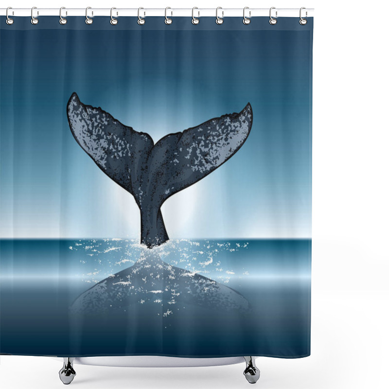 Personality  A Whale Diving Into The Water. Vector Illustration For A Postcard Or A Poster, Print For Clothes. Sea And Ocean. Shower Curtains