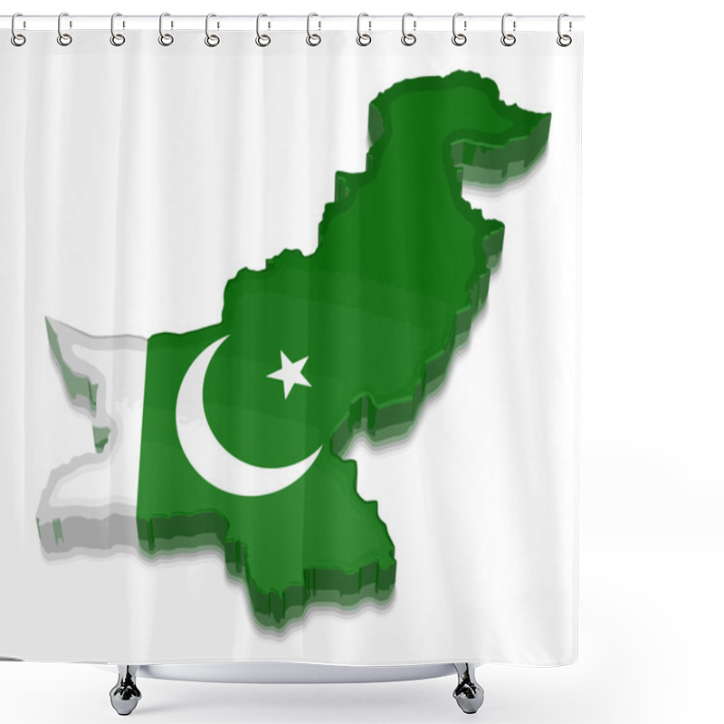 Personality  Map Of Pakistan. 3d Render Image. Image With Clipping Path Shower Curtains