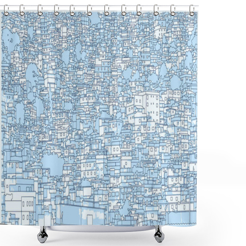 Personality  Background Illustration Of Brazilian Cityscape With Residential Building In High Detail Shower Curtains