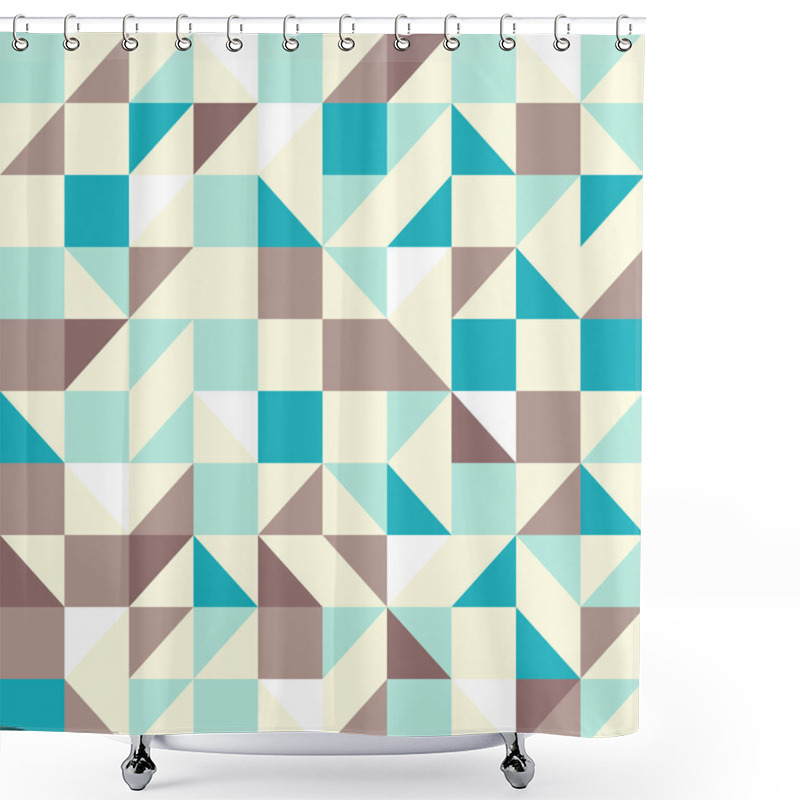 Personality  Brown And Blue Tiles Shower Curtains