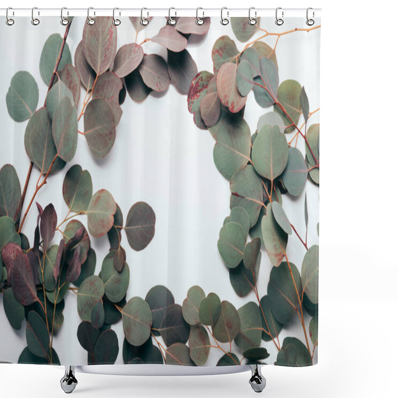 Personality  Flame With Green Eucalyptus Leaves On White Shower Curtains