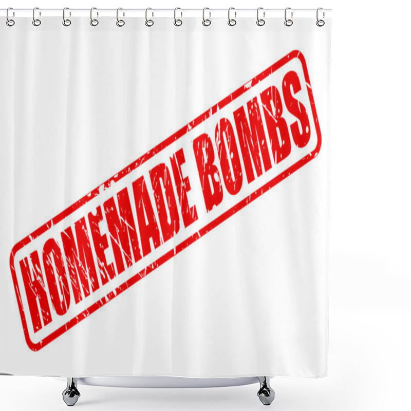 Personality  Home Made Bombs Red Stamp Text Shower Curtains