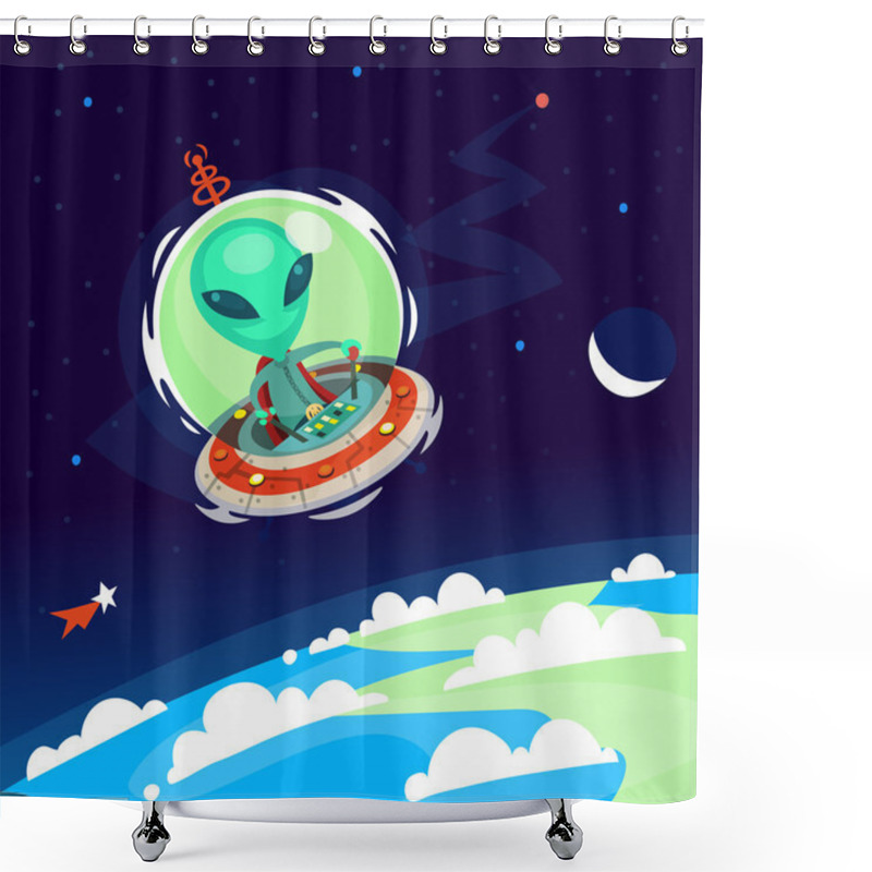 Personality  Alien In The Sky Shower Curtains