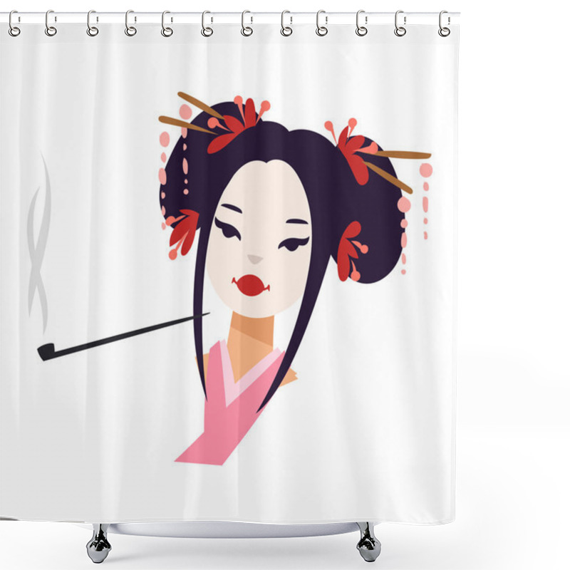 Personality  Vector Japanese Geisha Girl Shower Curtains