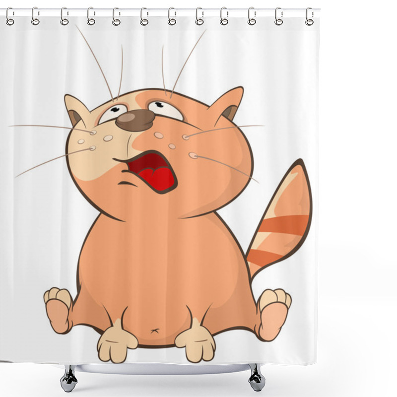 Personality  Cute Cartoon Cat Shower Curtains