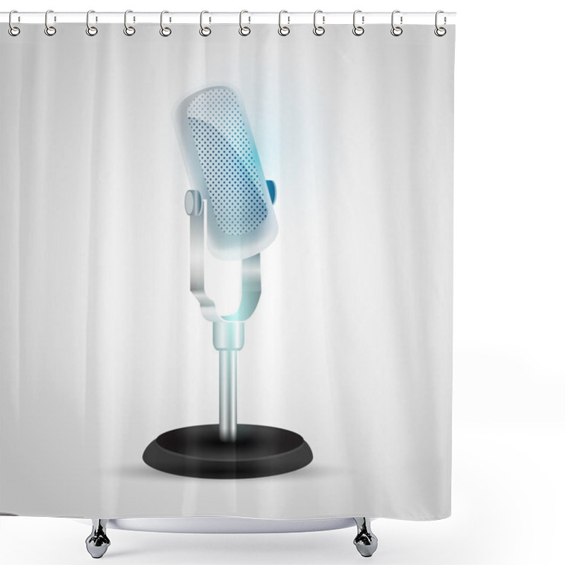 Personality  Vector Retro Microphone Vector Illustration  Shower Curtains