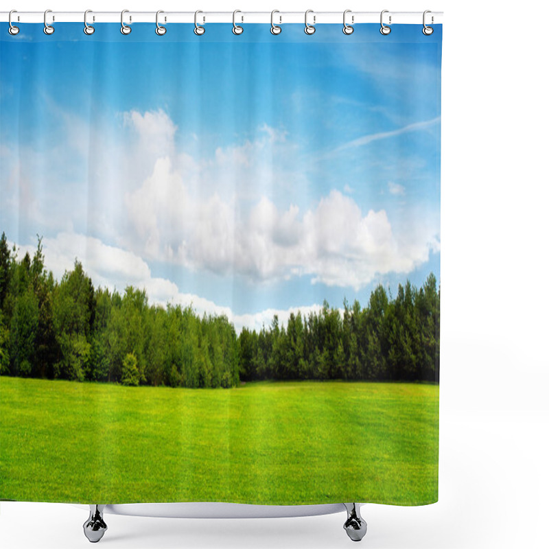 Personality  Field Trees And Blue Sky Shower Curtains