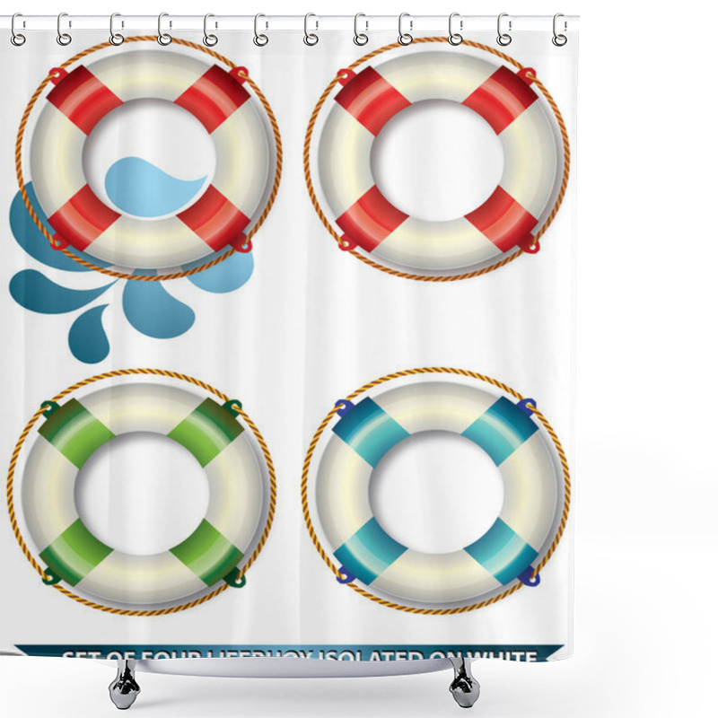 Personality  Four Life Buoy Shower Curtains