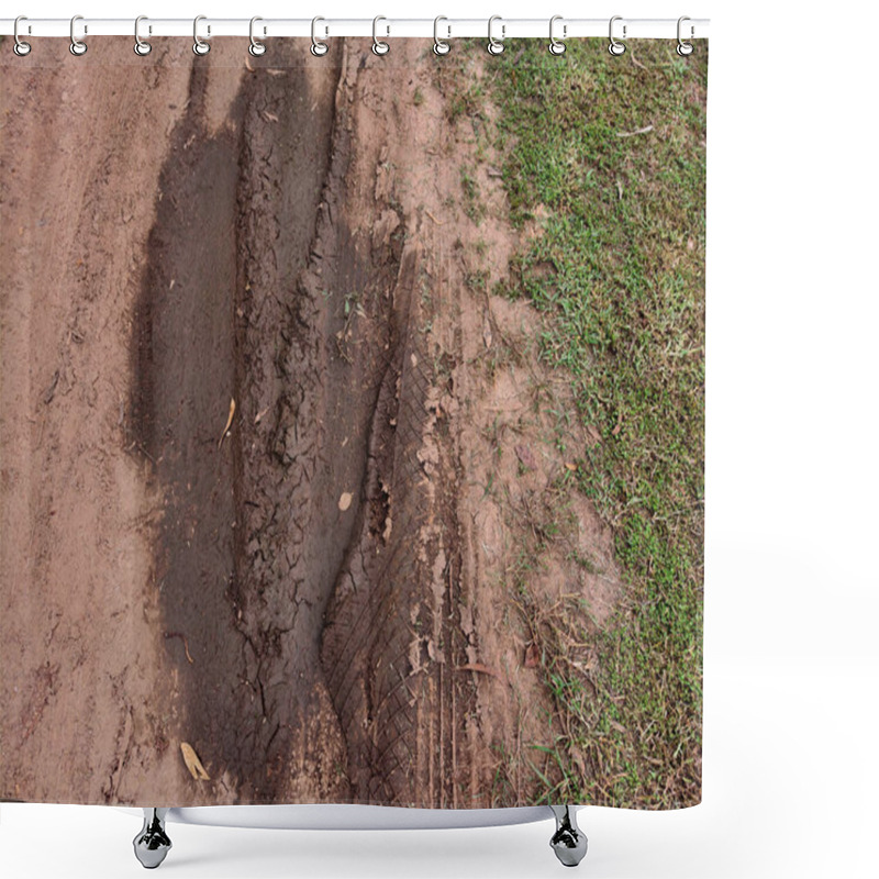 Personality  Tire Tracks On The Muddy Road In A Rural Area Shower Curtains