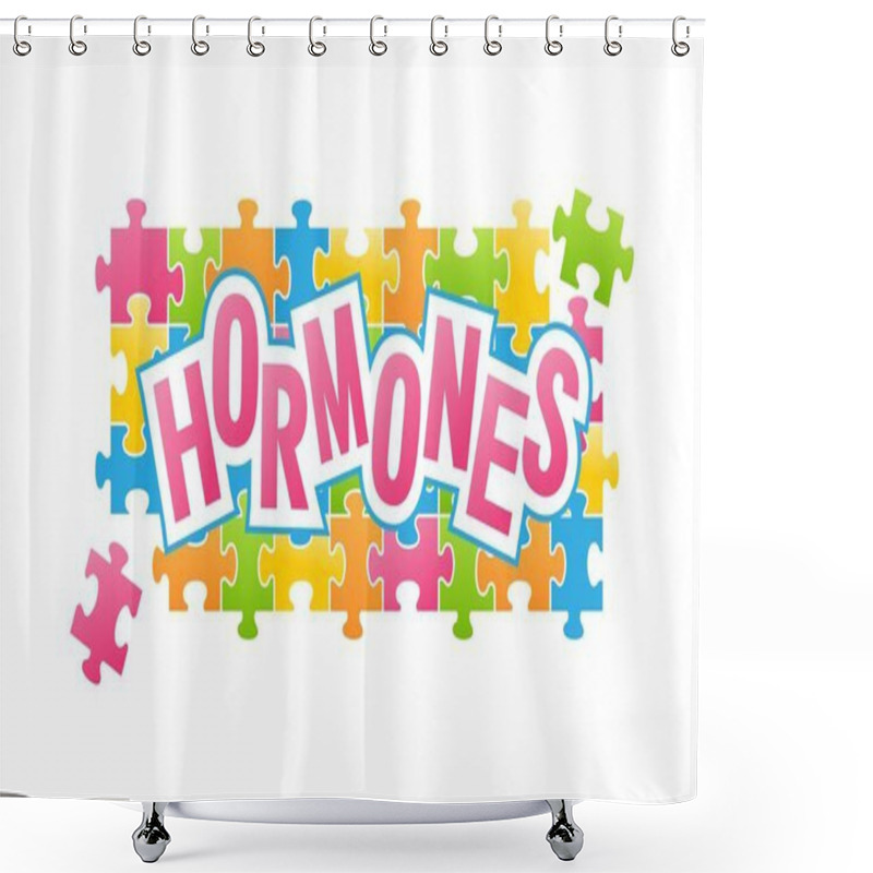 Personality  Conceptual Vector Illustration Human Hormones Puzzles One Picture, Lack Of Elements On A White Background Shower Curtains