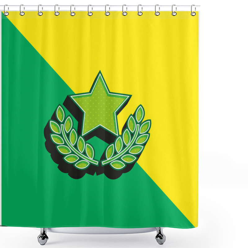 Personality  Award Star With Olive Branches Green And Yellow Modern 3d Vector Icon Logo Shower Curtains