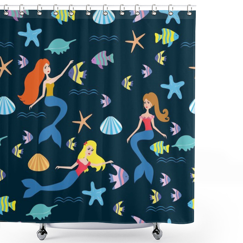 Personality  Pattern With Cartoon Mermaid Shower Curtains