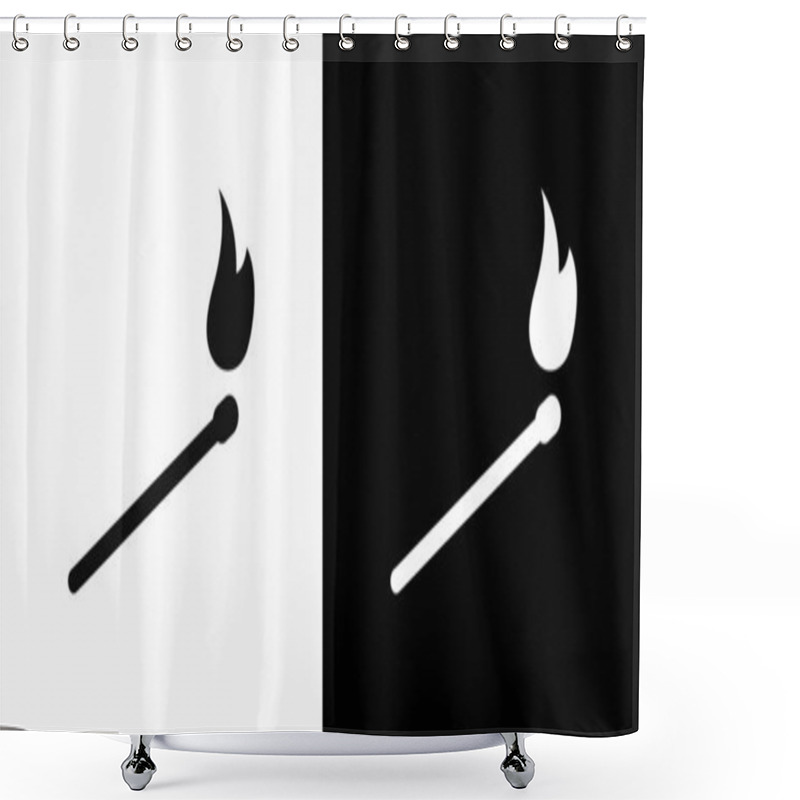 Personality  Matches Icon Black Line Art Vector In Black And White Outline Set Collection Sign Shower Curtains