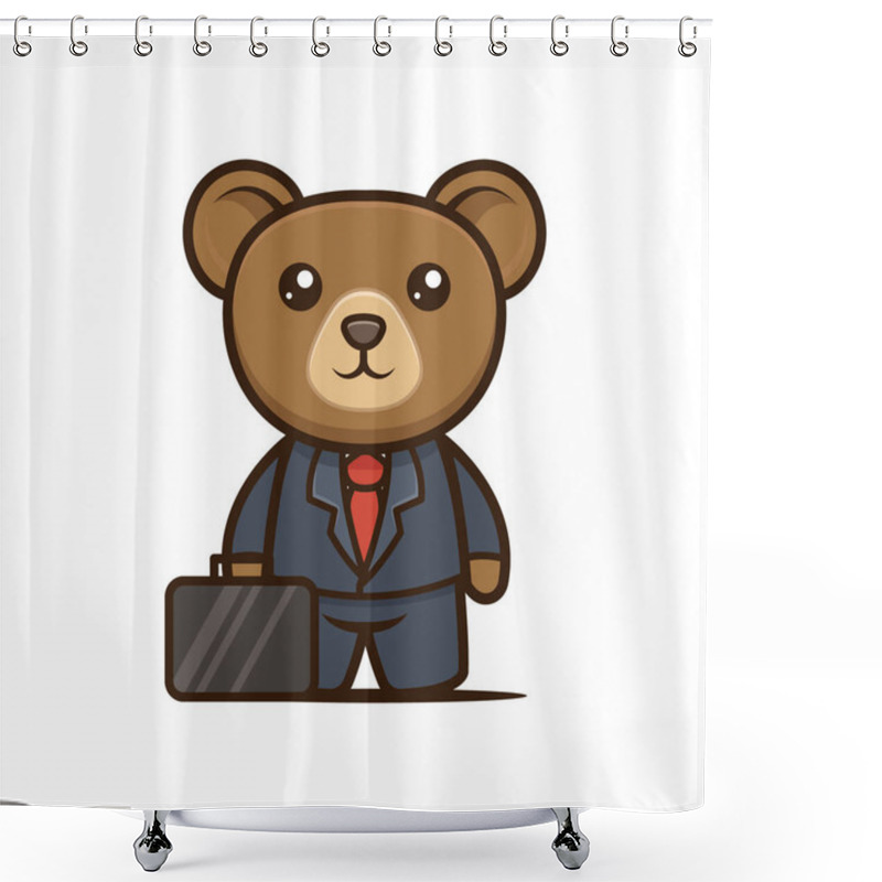 Personality  Cute Business Bear Mascot Design Shower Curtains