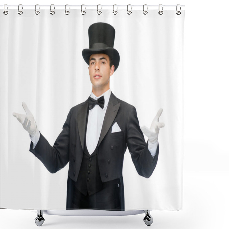 Personality  Magician In Top Hat Showing Trick Shower Curtains