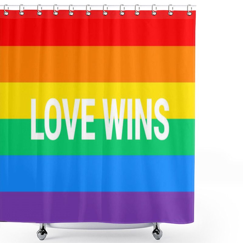 Personality  Pride Rainbow Flag Love Wins Slogan Typography - Vector Background, Illustration, Banner Design For Pride Month Event Shower Curtains