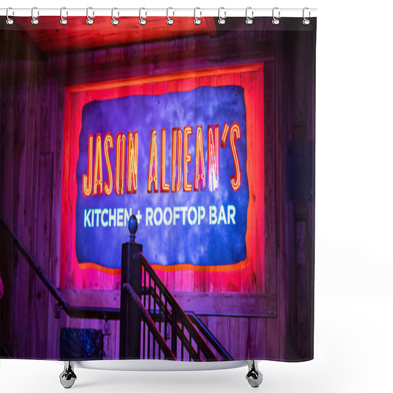 Personality  Jason Aldean Restaurant On Nashville Broadway - NASHVILLE, TENNESSEE - JUNE 15, 2019 Shower Curtains