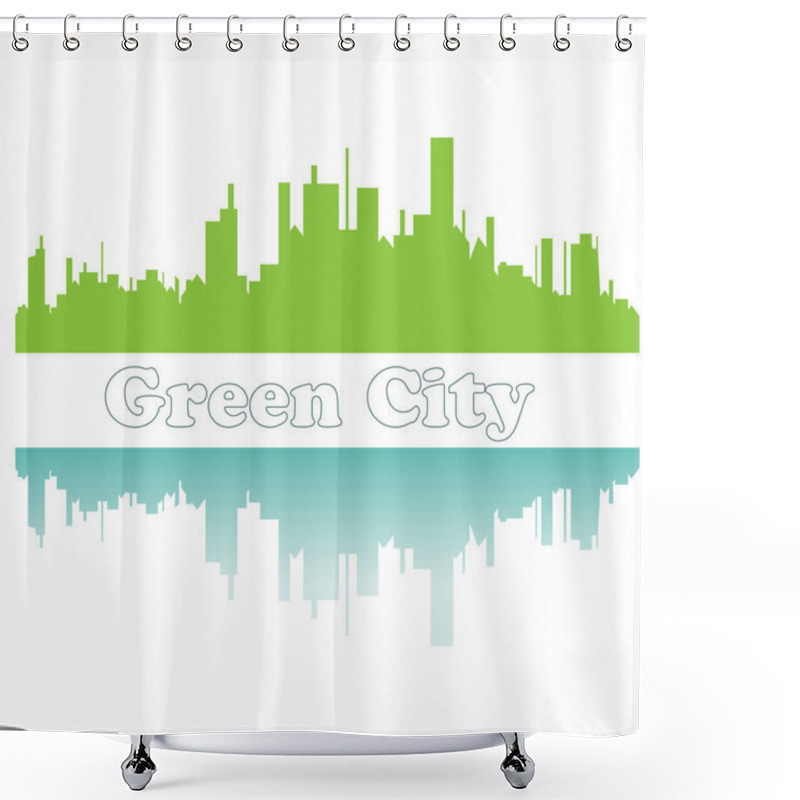 Personality  Green City Sketch For You. Vector Illustration Shower Curtains