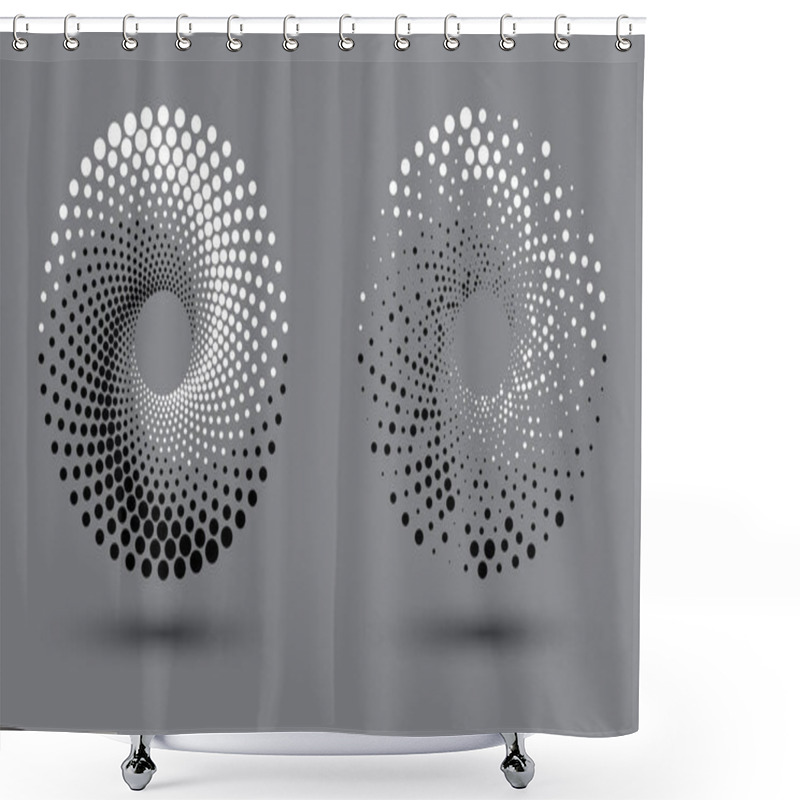 Personality  Halftone Dots Spiral Like Yin And Yang Symbol Shower Curtains