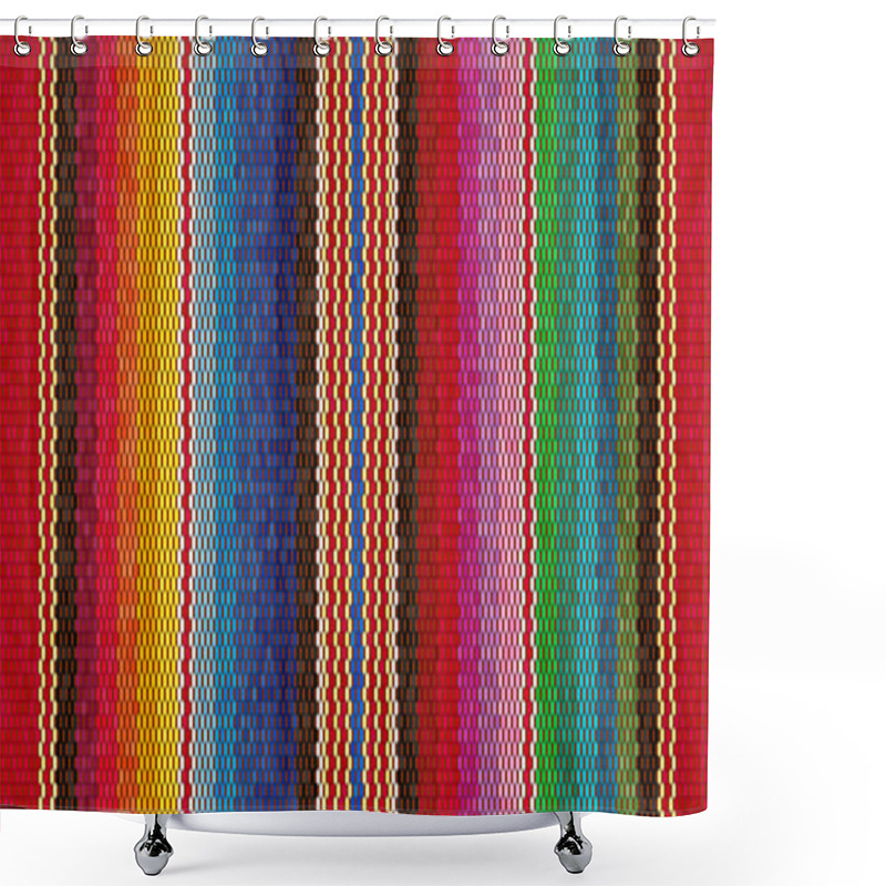 Personality  Blanket Stripes Seamless Vector Pattern. Background For Cinco De Mayo Party Decor Or Ethnic Mexican Fabric Pattern With Colorful Stripes. Serape Design Shower Curtains