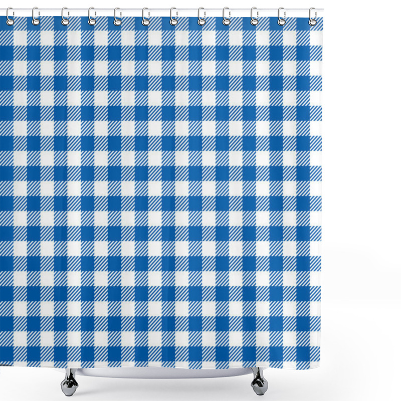 Personality  Seamless Coarse Blue Checkered  Vector Plaid Fabric Pattern Texture Shower Curtains