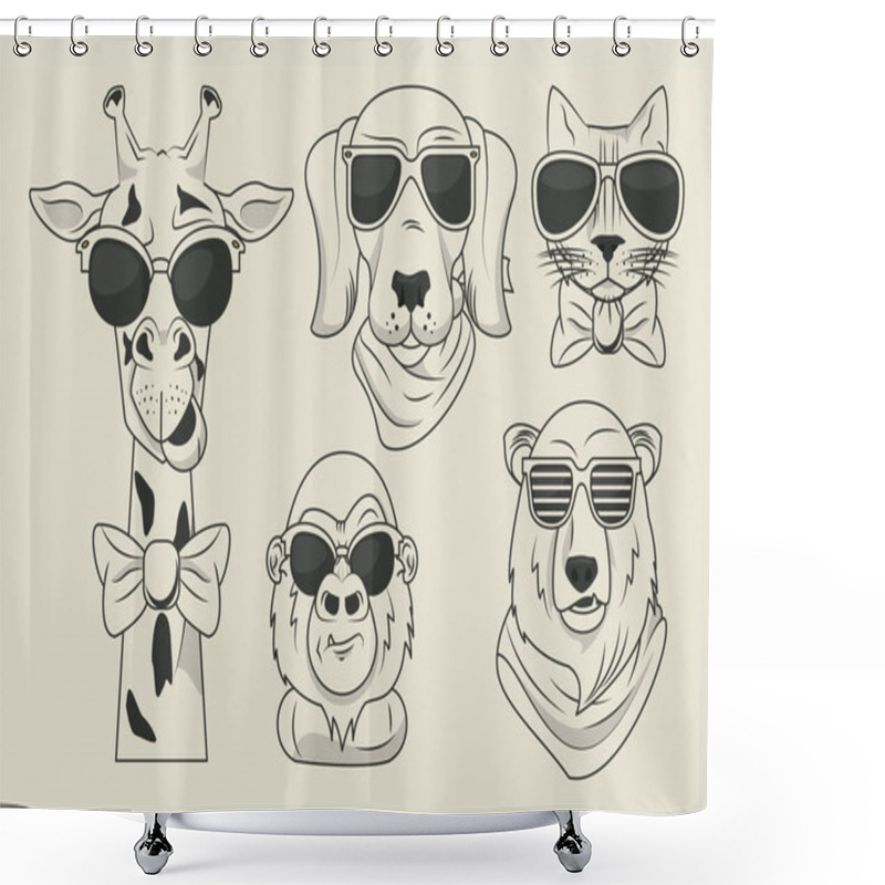 Personality  Funny Animals With Sunglasses Cool Style Shower Curtains